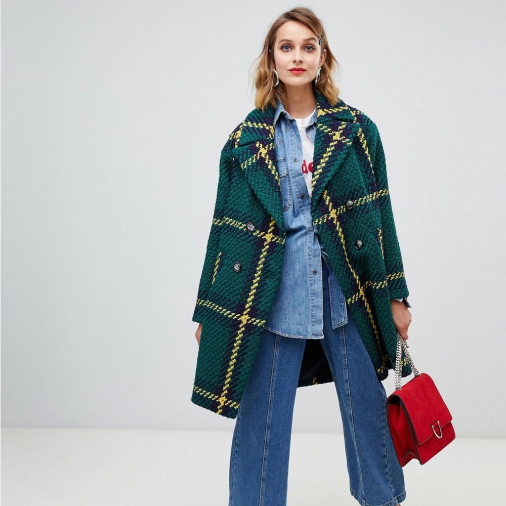 ASOS Double Breasted Check Coat